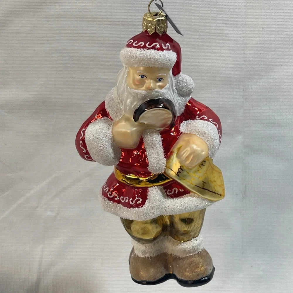 Blown Glass Santa Christmas Ornament 6.5